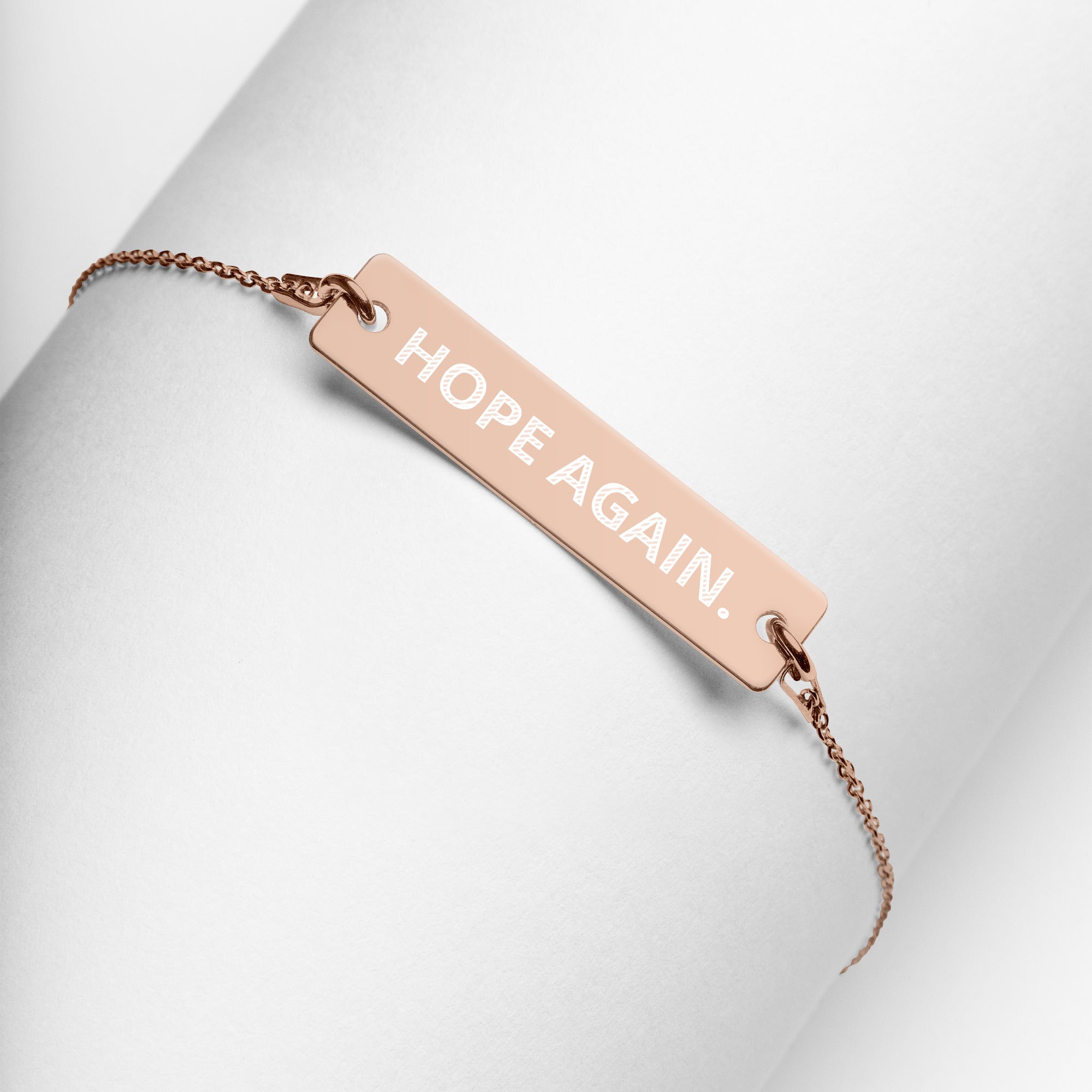 Engraved Silver Bar Chain Bracelet Engraved Silver Bar Chain Bracelet